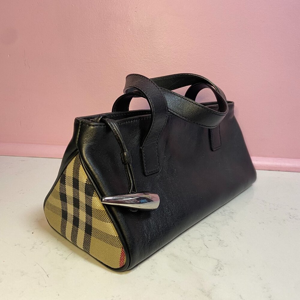 Burberry Horn Toggle Collection Handbag – House Check & Black Leather